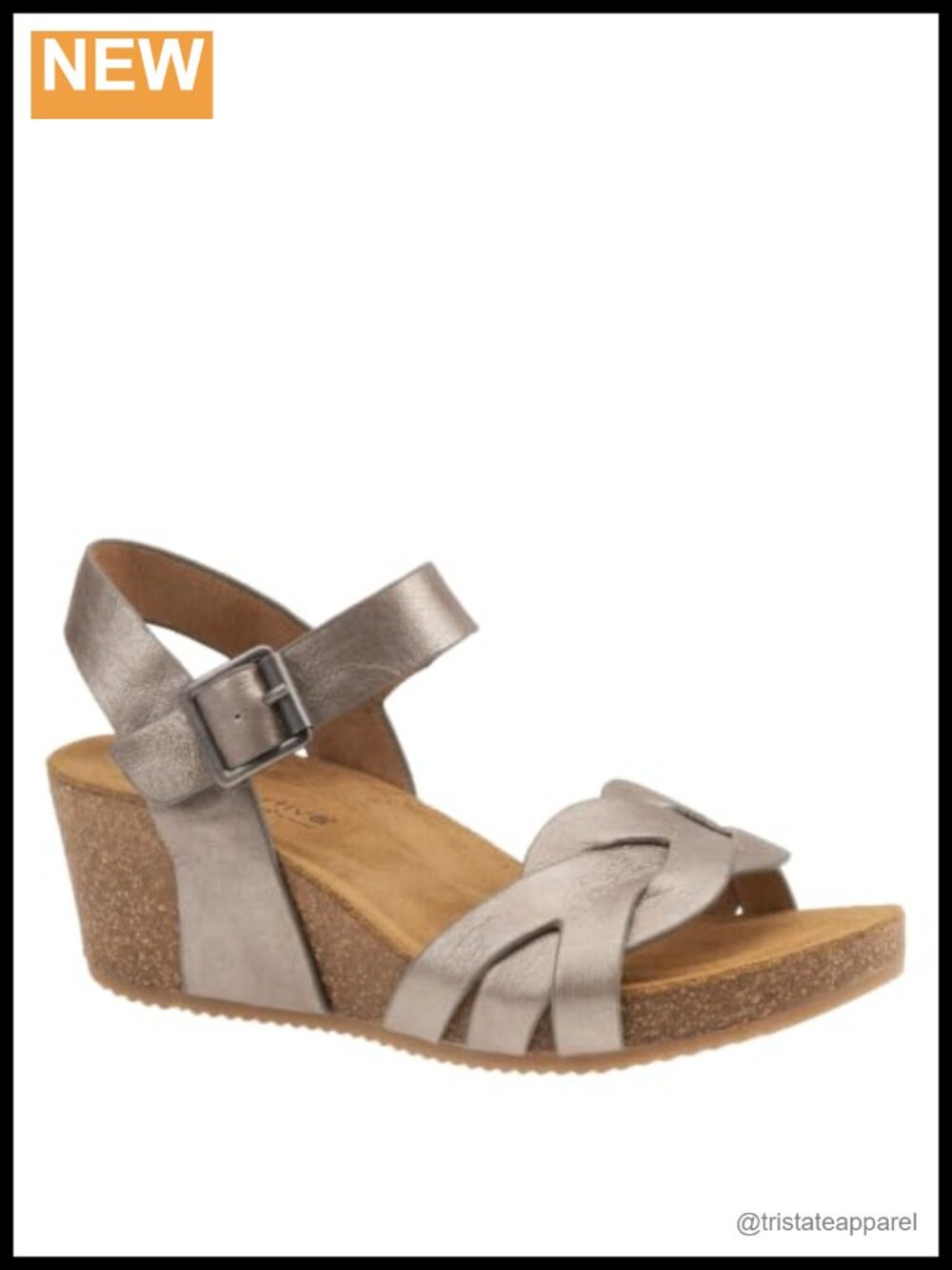 Leather Wedge Sandal with Adjustable Buckle